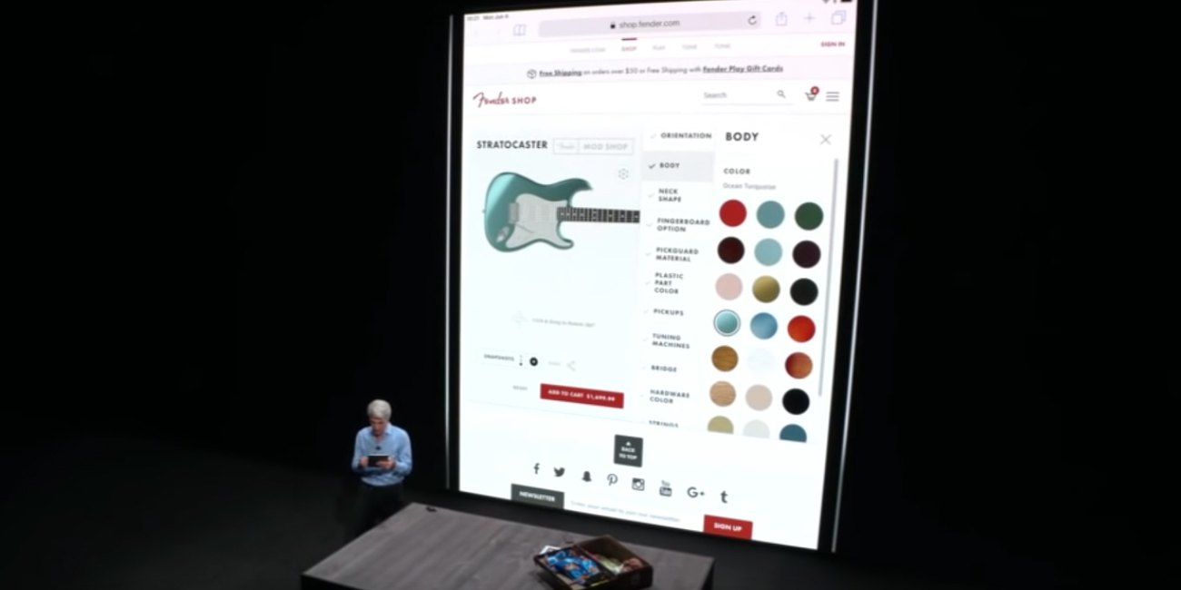 Al WWDC 2018 Apple con ARkit 2 porta la Realtà Aumentata sull'ecommerce di Fender